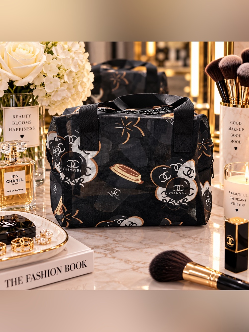 New Designer Cosmetic / Makeup Tote – 8.5” × 6.5” × 4”